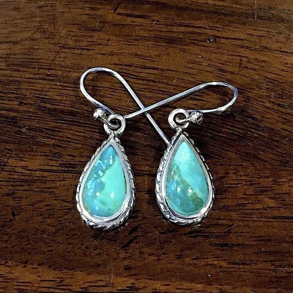 BARSE Turquoise Sterling Silver Drop Earrings with Rope Trim - Picture 5 of 6
